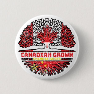 Vlag Chinese Chinese Canadese bomen Ronde Button 5,7 Cm