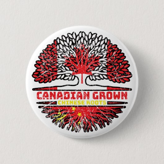 Vlag Chinese Chinese Canadese bomen Ronde Button 5,7 Cm (Voorkant)
