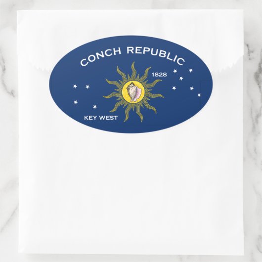 Vlag Conch Republic Ovale Sticker (Tas)