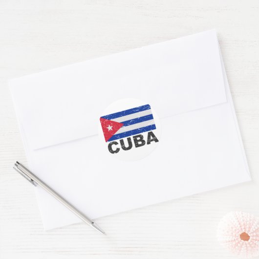  vlag Cuba Ronde Sticker (Envelop)