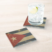 Vlag Cuban Aged Glazen Onderzetter (Schuin)