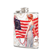 Vlag Dame 4 juli Patriottische Hip Flask Heupfles (Links)