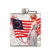Vlag Dame 4 juli Patriottische Hip Flask Heupfles (Achterkant)