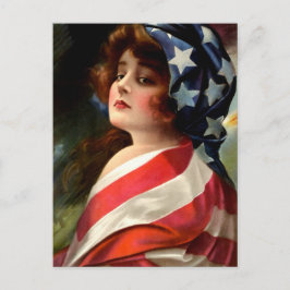 Vlag dame 4 juli patriottische kunst briefkaart