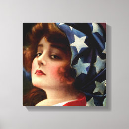 Vlag dame 4 juli patriottische kunst canvas afdruk