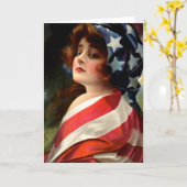 Vlag dame 4 juli patriottische kunst kaart (Gele Bloem)