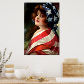 Vlag dame 4 juli  patriottische kunst poster (Keuken)