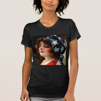 Vlag dame 4 juli patriottische kunst t-shirt