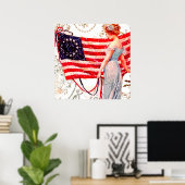 Vlag Dame 4de Patriottische  Briefkaart Kunst Poster (Thuiskantoor)