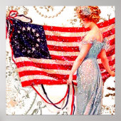 Vlag Dame 4de Patriottische  Briefkaart Kunst Poster (Voorkant)