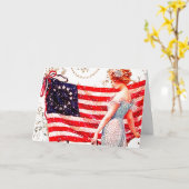 Vlag Dame Gibson Girl Patriotic vierde van Juli de Kaart (Gele Bloem)