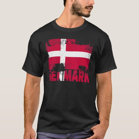 vlag Deense grunge trav T-shirt (Voorkant)