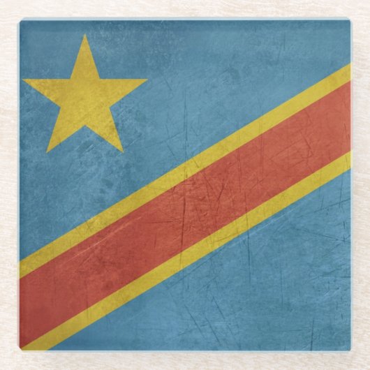 Vlag Democratische Republiek Congo Glazen Onderzetter (Voorkant)