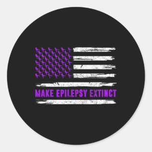 Vlag Dinosaur maakt Epilepsy Uitgebreide Bewustwor Ronde Sticker