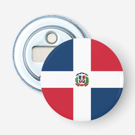 vlag Dominicaanse Republiek Button Flesopener (Voorkant)