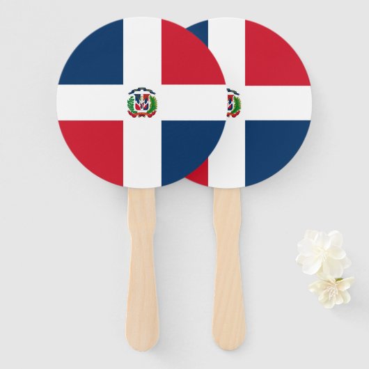 vlag Dominicaanse Republiek Handwaaier (Voorkant en achterkant)