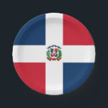 Vlag: Dominicaanse Republiek Papieren Bordje<br><div class="desc">Vlag van de Dominicaanse Republiek. 
 Bandera de la Republica Dominicana</div>