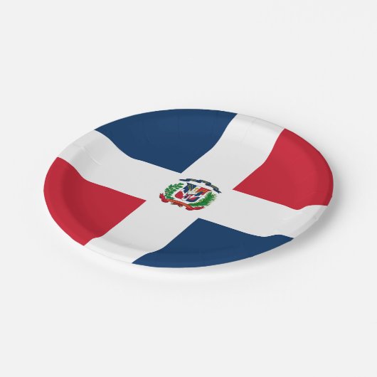 Vlag: Dominicaanse Republiek Papieren Bordje (Gekanteld)