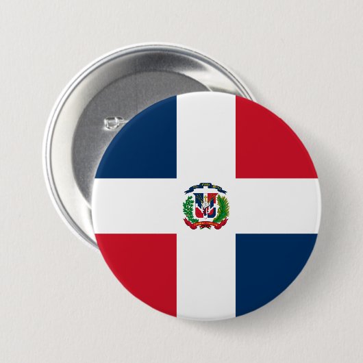 vlag Dominicaanse Republiek Ronde Button 7,6 Cm (Voorkant /achterkant)