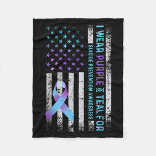 Vlag Draag Paars En Turquoise Preventie Bewustzijn Fleece Deken