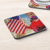 Vlag drager op paard drankjes onderzetter (Linkerzijde)