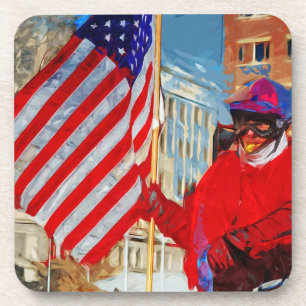 Vlag drager op paard drankjes onderzetter