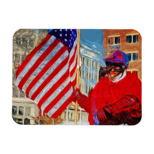 Vlag drager op paard magneet