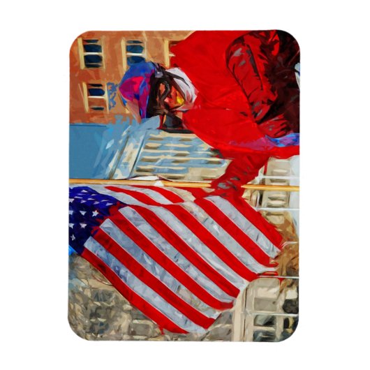 Vlag drager op paard magneet (Verticaal)