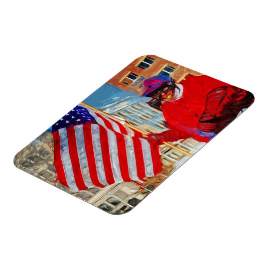 Vlag drager op paard magneet (Linkerzijde)