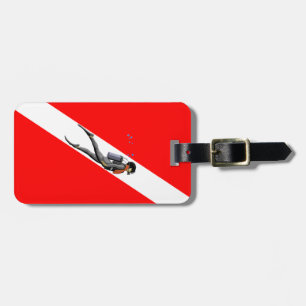 Vlag duiken en duiken bagagelabel