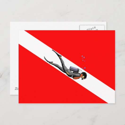 Vlag duiken en duiken briefkaart (Voorkant / Achterkant)