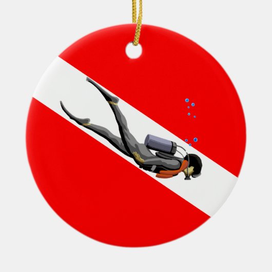 Vlag duiken en duiken keramisch ornament (Voorkant)