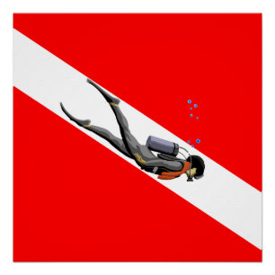 Vlag duiken en duiken perfect poster