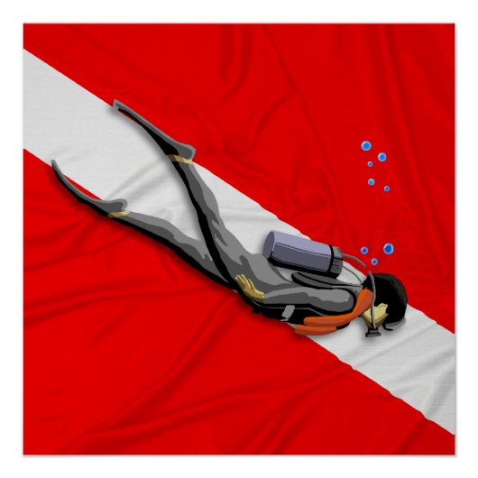 Vlag duiken en duiken perfect poster (Voorkant)