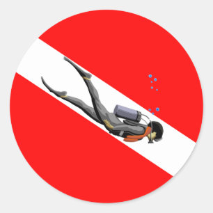 Vlag duiken en duiken ronde sticker