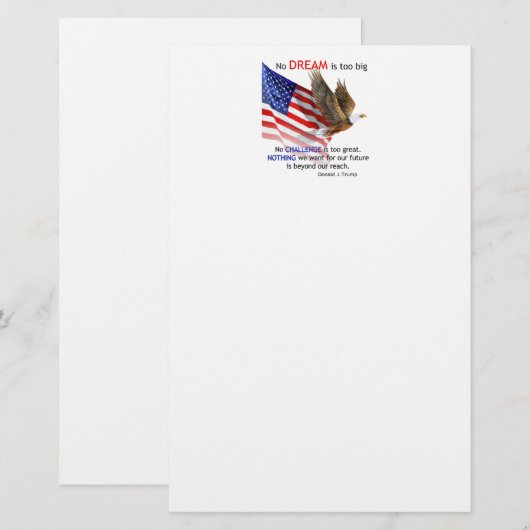 Vlag & Eagle Donald J Trump Quote Briefpapier (Voorkant / Achterkant)