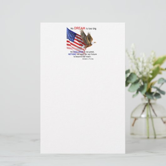 Vlag & Eagle Donald J Trump Quote Briefpapier (Staand voorkant)