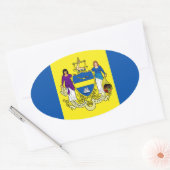 Vlag/Embleem van Philadelphia, PA Ovale Sticker (Envelop)