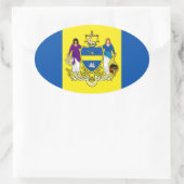Vlag/Embleem van Philadelphia, PA Ovale Sticker (Tas)