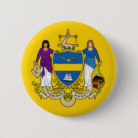 Vlag/Embleem van Philadelphia, PA Ronde Button 5,7 Cm (Voorkant)