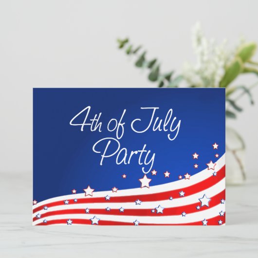 Vlag en achtergrond 4e juli kaart (Staand voorkant)