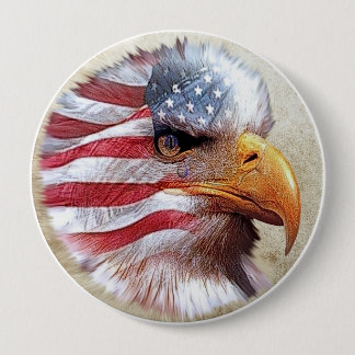 Vlag en adelaar van 4 juli ronde button 4,0 cm
