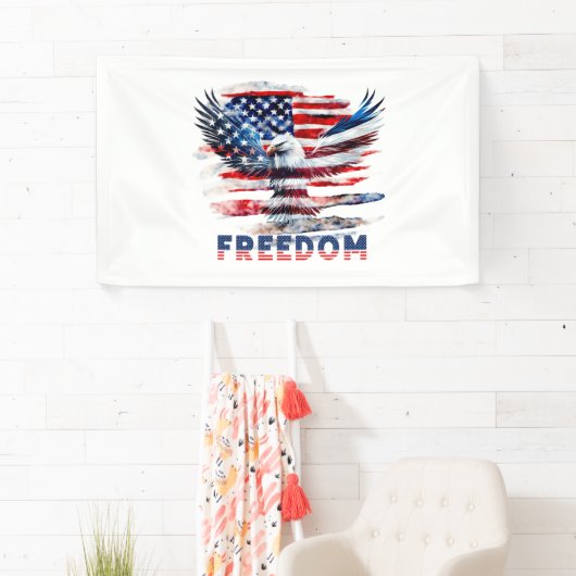 Vlag en adelaar van de Verenigde Staten.Vrijheid. Spandoek (Insitu)