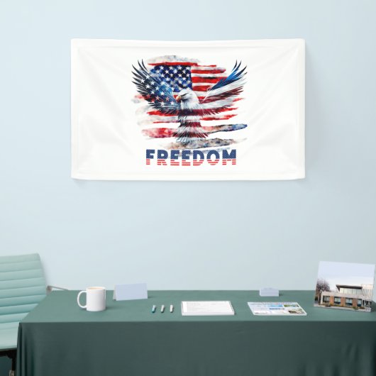 Vlag en adelaar van de Verenigde Staten.Vrijheid. Spandoek (Beurs)