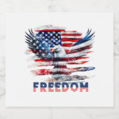 Vlag en adelaar van de Verenigde Staten.Vrijheid. Sparkling Wijnetiket (Enkel label)