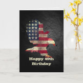 Vlag en Amerikaanse zeearend voor 49e verjaardag  Kaart (Gele Bloem)