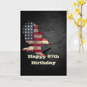 Vlag en Amerikaanse zeearend voor 67ste verjaardag Kaart (Gele Bloem)