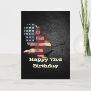 Vlag en Amerikaanse zeearend voor 73e verjaardag Kaart
