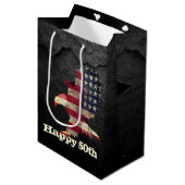 Vlag en Bald Eagle 50th Birthday Medium Cadeauzakje (Voorkant Gekanteld)