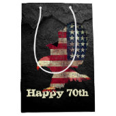 Vlag en Bald Eagle 70th Birthday Medium Cadeauzakje (Voorkant)